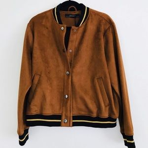 Faux Suede Bomber Jacket